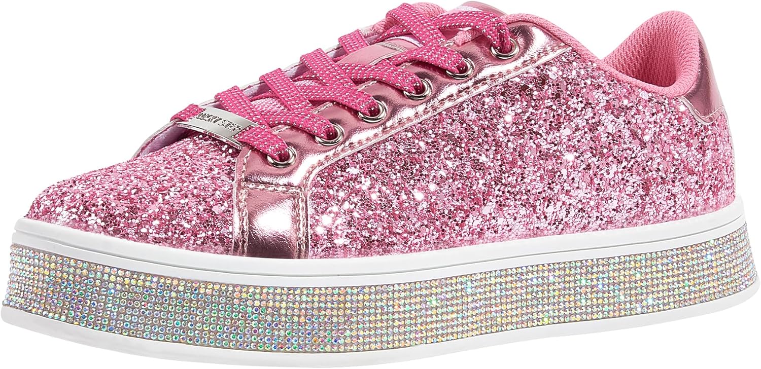 LUCKY STEP Women's Platform Glitter Sneakers for Stylish Comfort