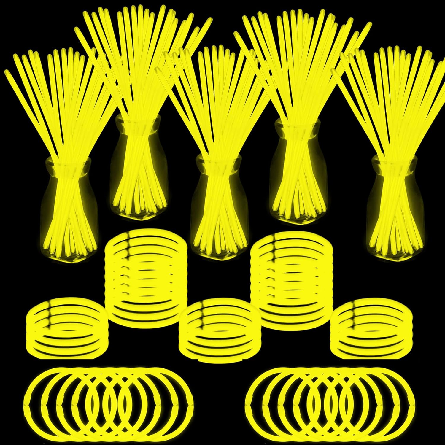 500 PCS Yellow Glow Sticks for Parties and Celebrations