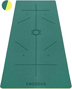 Ewedoos Yoga Mat with Alignment Marks for Home Workouts