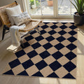 Lahome Checkered Easy Jute Entry Rug, 3x5 Black - Washable Non Slip