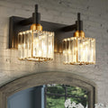 Modern Crystal Bathroom Vanity Light 2-Lights Black and Gold - Elegant