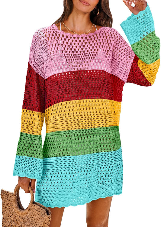 ANRABESS Women Swimsuit Crochet Swim Cover Up for Summer Fun