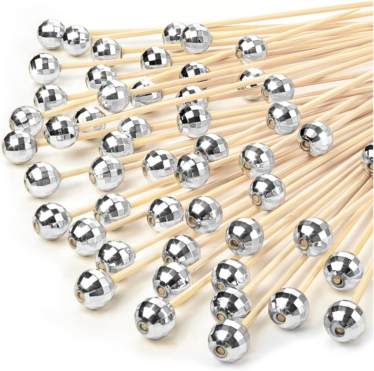 300 Silver Disco Ball Cocktail Picks, Party Perfect!