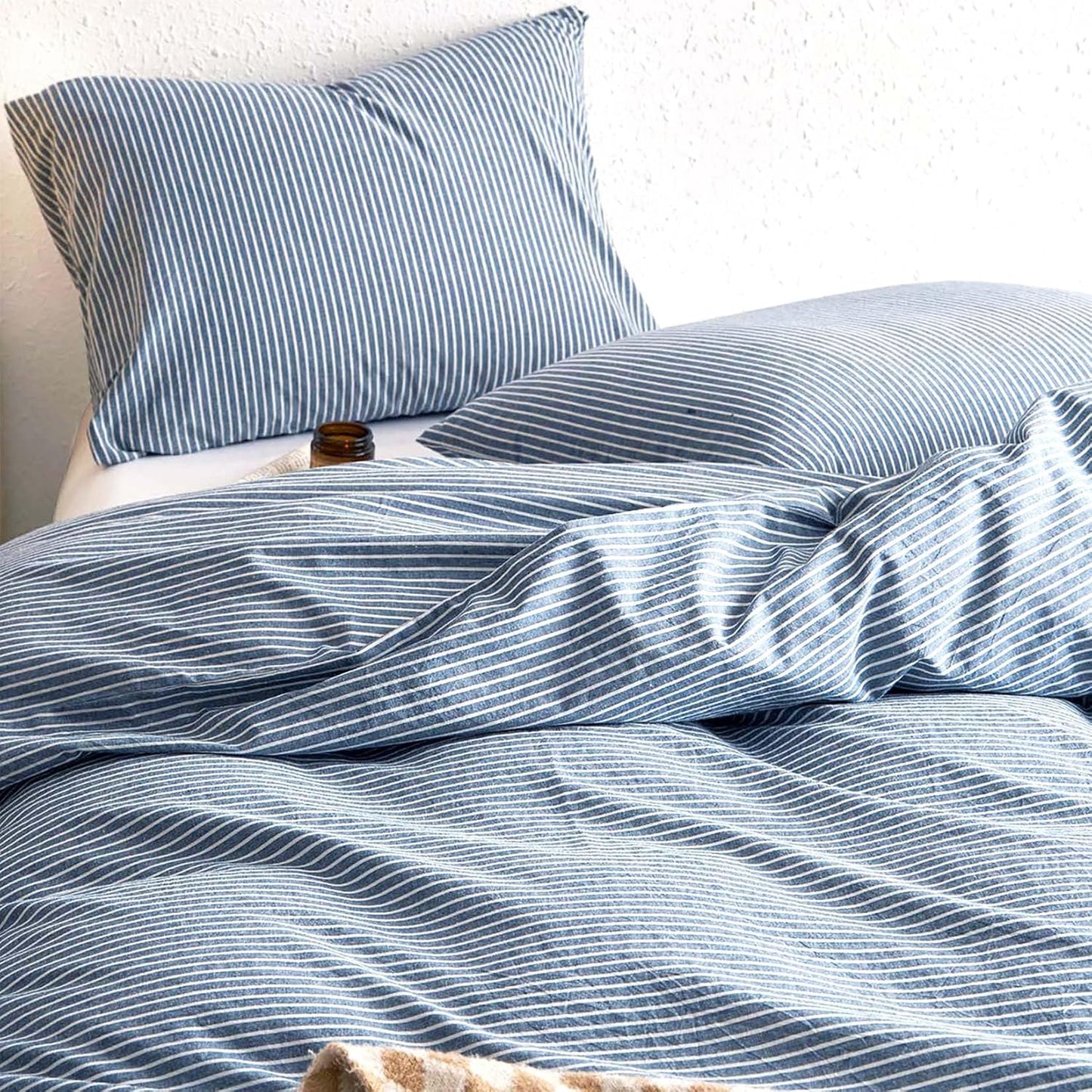 Wake In Cloud Striped Cotton Duvet Cover Set for Full Size Beds