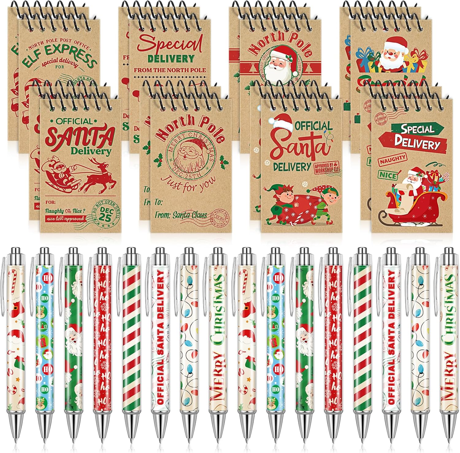 Santa Delivery Mini Notepads Set - Festive Memo Pens