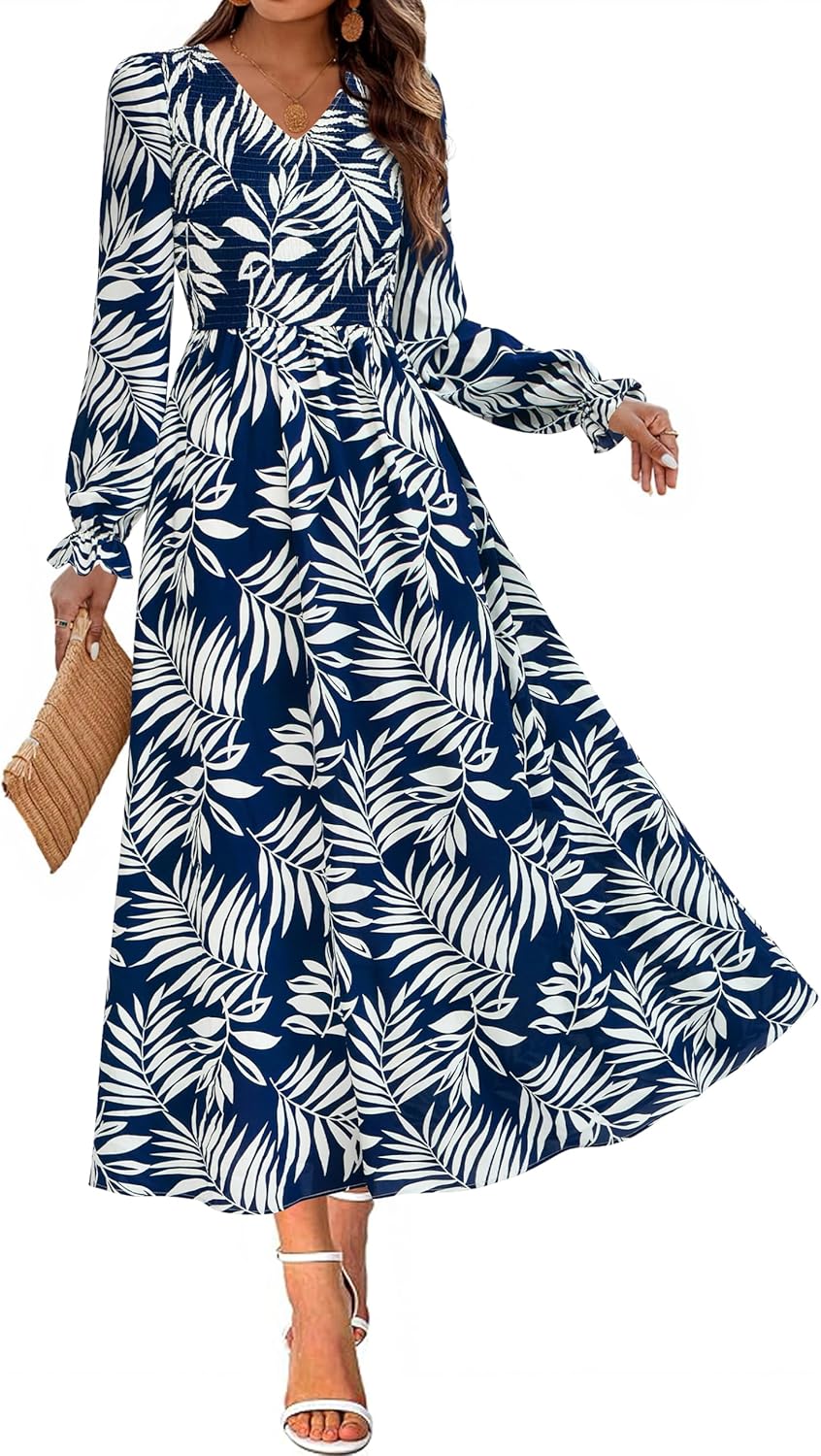 Floral Maxi Dress for Women 2025 - Long Sleeve Boho Style