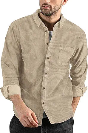 COOFANDY Men's Corduroy Shirt Casual Long Sleeve Jacket for Fall