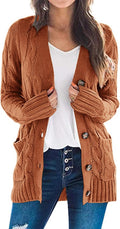 Women's Open Front Cable Knit Cardigan Sweater - Cozy Fall Coat