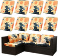 Stretch Patio Cushion Covers 8Pcs Sunflower - Waterproof Outdoor Fit