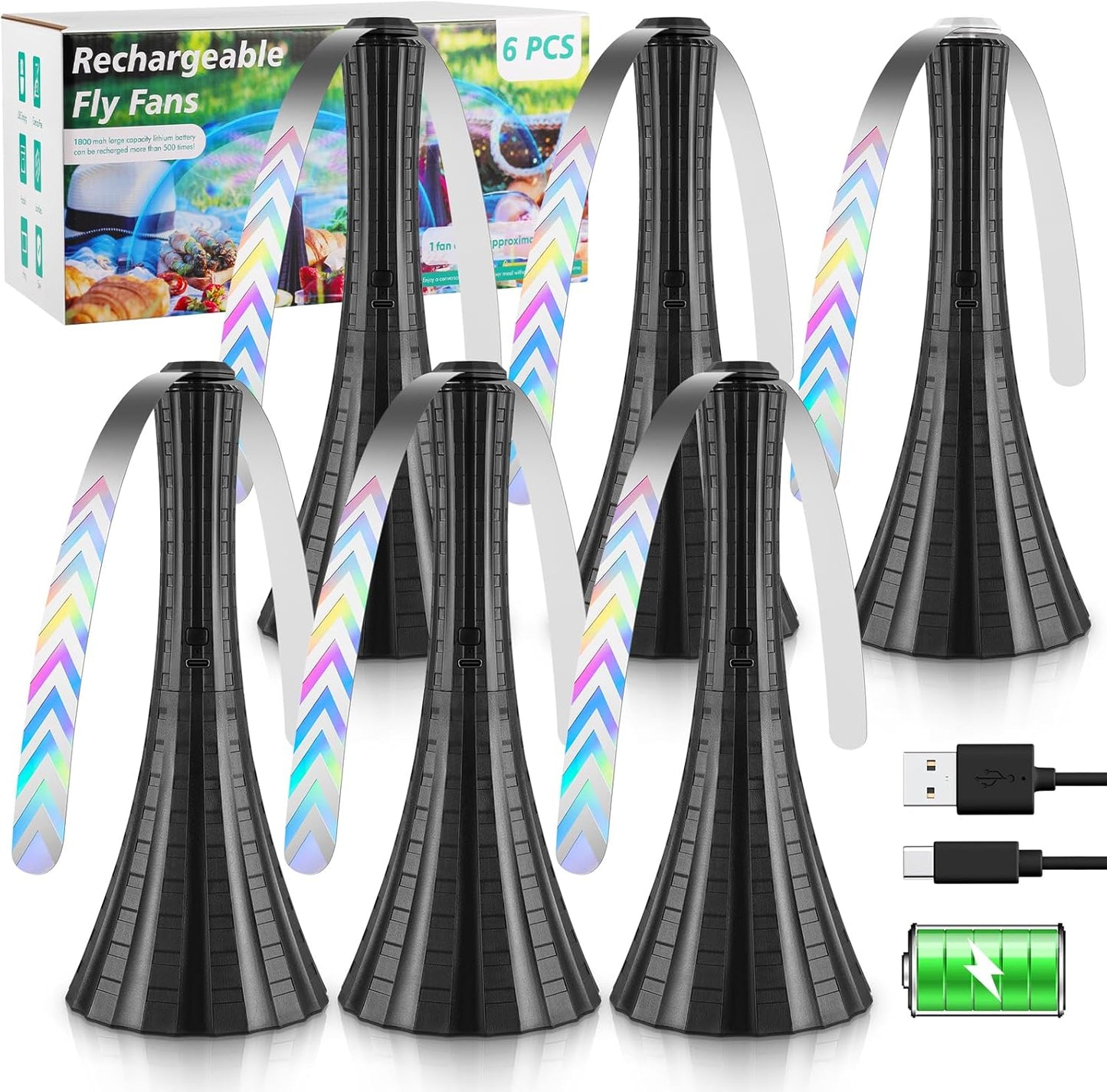 Rechargeable Fly Fans for Tables - Keep Bugs Away Outdoors