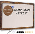 Large Magnetic Bulletin Board 43 x 31 in - Rustic Framed Cork Board