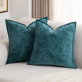 Teal Chenille Throw Pillow Covers by FUTEI for Cozy Home Style