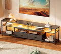TV Stand for 75 80 Inch TV - Console with Power & LED Lights