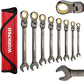 WORKPRO 8-piece Flex-Head Ratcheting Combination Wrench Set - Durable