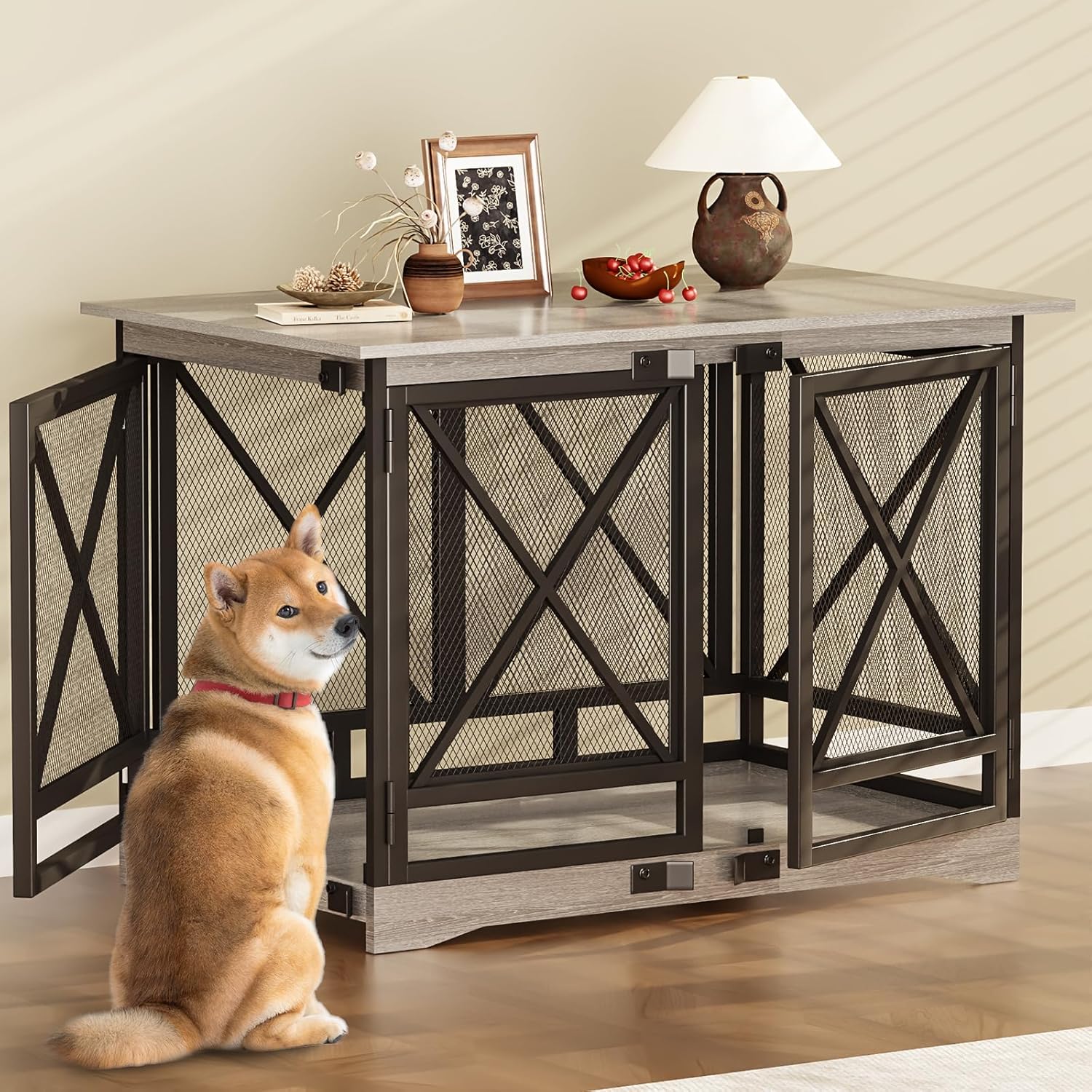 COZPAW Large Dog Crate Furniture - Heavy Duty Indoor Kennel