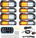 8-pcs Amber/White Sync LED Emergency Strobe Lights - Ultra Slim