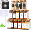 Glass Spice Jars with Bamboo Lids 36-Pack - Organized Kitchen Solution