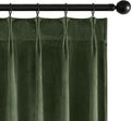Olive Green Velvet Pinch Pleat Blackout Curtains 84 in - Luxury Drapes