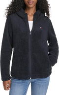 Tommy Hilfiger Womens Zipper Hoodie Sherpa Fuzzy Jacket - Cozy Layer