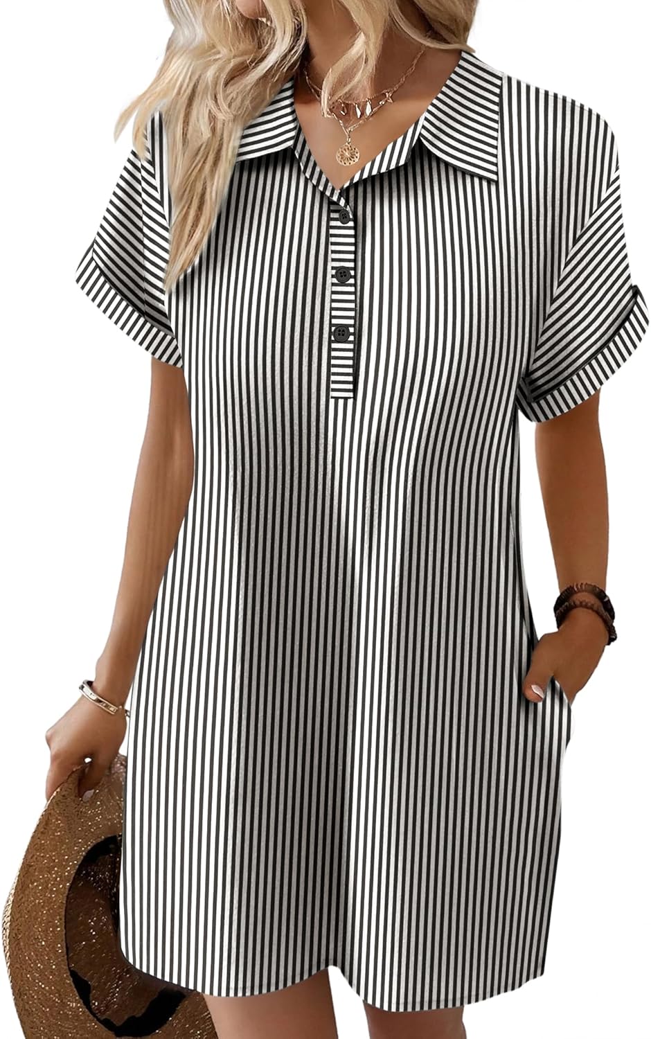 Zeagoo Womens Cotton Shirt Dress for Summer Casual Style