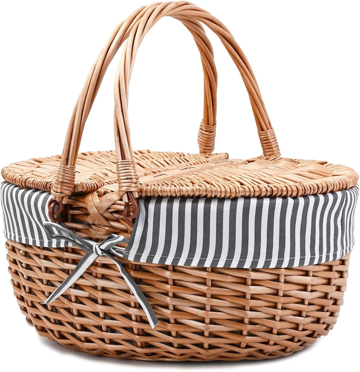 Wicker Picnic Basket with Lid and Handle for Romantic Outings