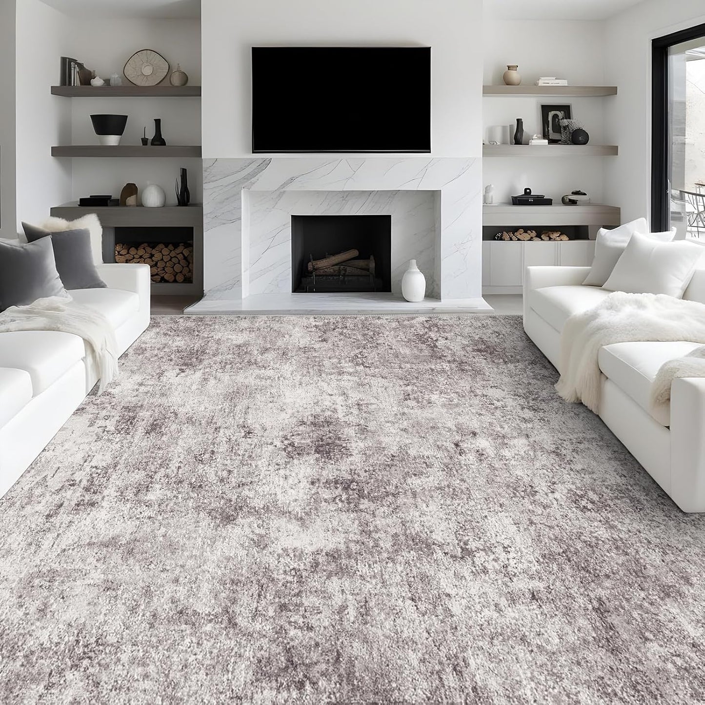 Abstract 9x12 Washable Rug: Modern Non Slip Area Rug for Home