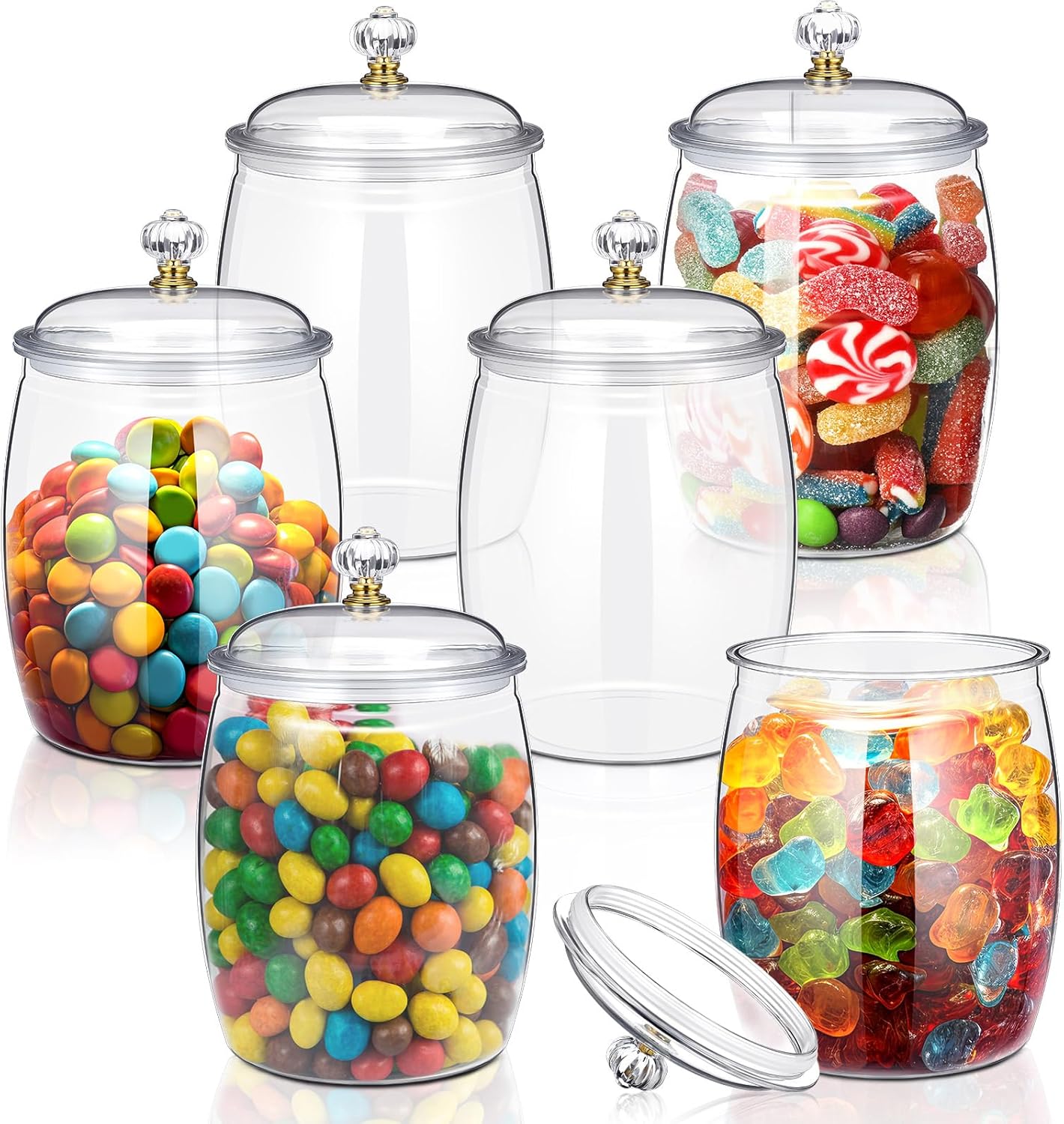 Nuogo 6 Pcs Plastic Candy and Cookie Jar Set for Home Storage