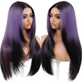 Ombre Purple Black Glueless Lace Front Wig 26in - Wear and Go
