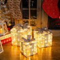 Set of 3 Christmas Lighted Gift Boxes - Warm LED Holiday Decor