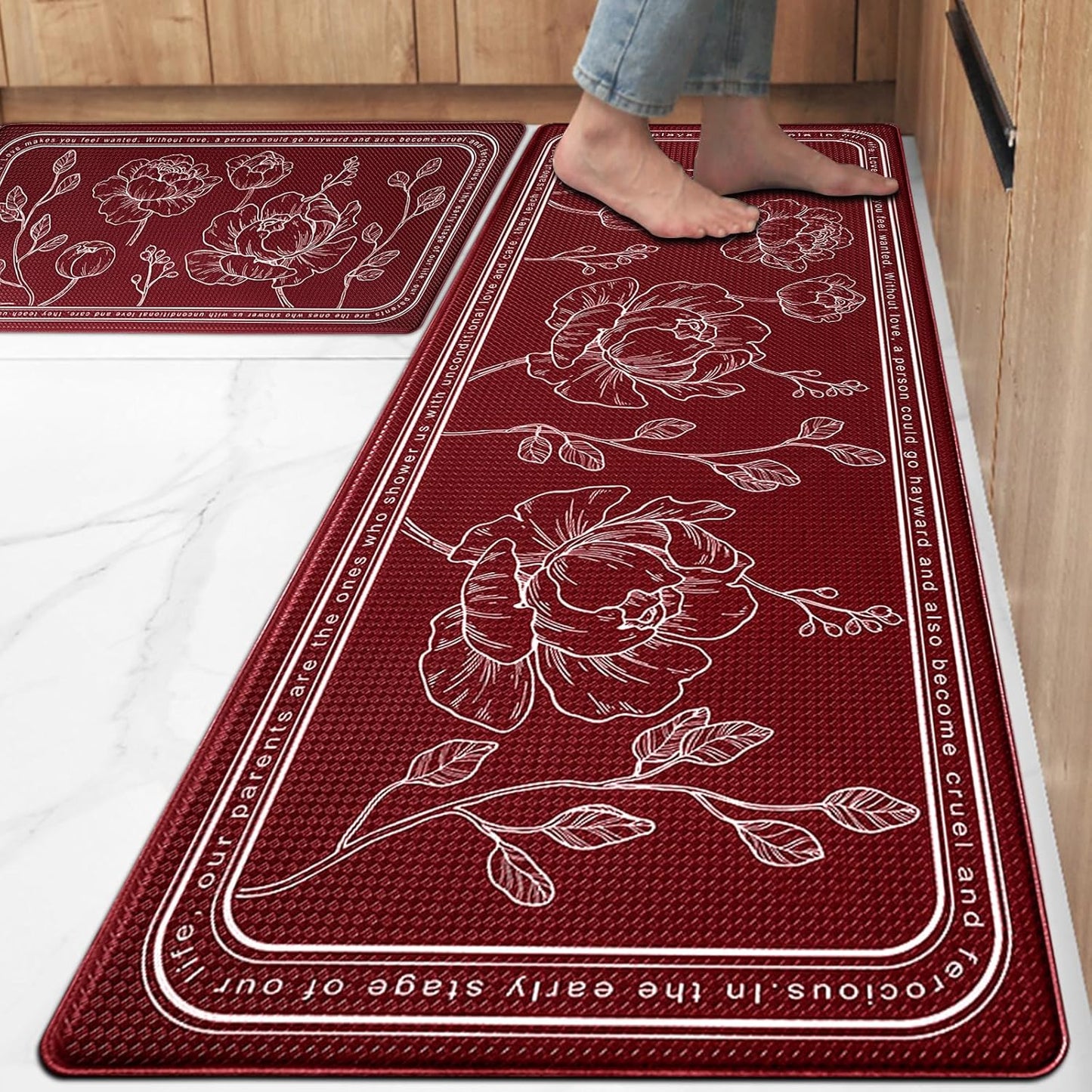 Cushioned Anti Fatigue Kitchen Mat Set of 2 for Comfort