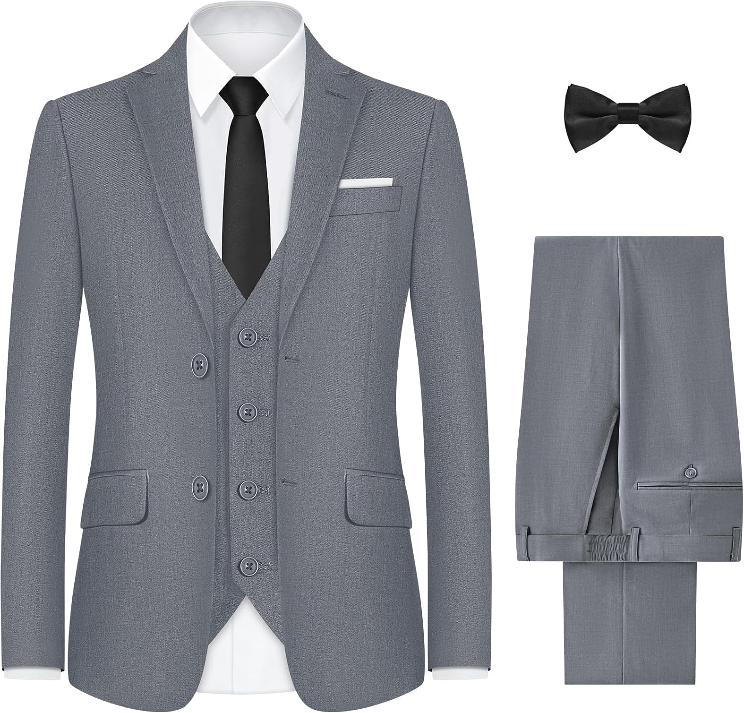 ELPA Men's Slim Fit 3-Piece Suit with Stretch Fabric Options