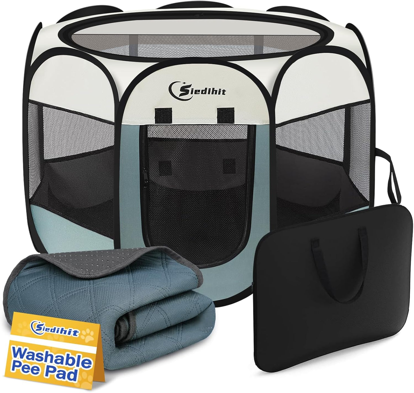 Medium Dog Playpen with Washable Pee Pad for Indoor Outdoor Use