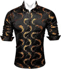 Paisley Silk Dress Shirt for Men - Elegant Long Sleeve Button Shirt