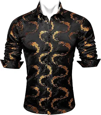 Barry.Wang Paisley Shirts for Men - Stylish Silk Dress Tops
