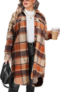 IN'VOLAND Plus Size Flannel Plaid Long Jacket - Cozy Everyday Layer up
