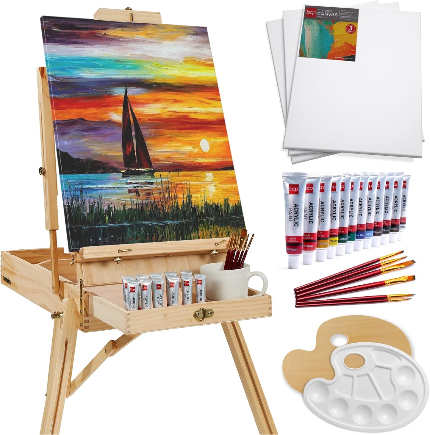 Best Choice Products French Easel for Beginners with 32pc Kit
