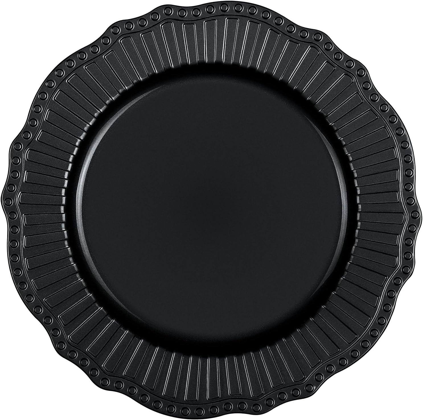 Black Charger Plates Set - Elegant Vintage Plastic Dinnerware