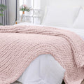 Chunky Knit Throw Blanket for Couch 51x63 in - Cozy Hand Knitted