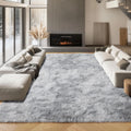 8x10 Area Rug Tie-Dyed Light Grey Shag Rug - Soft, Washable Comfort