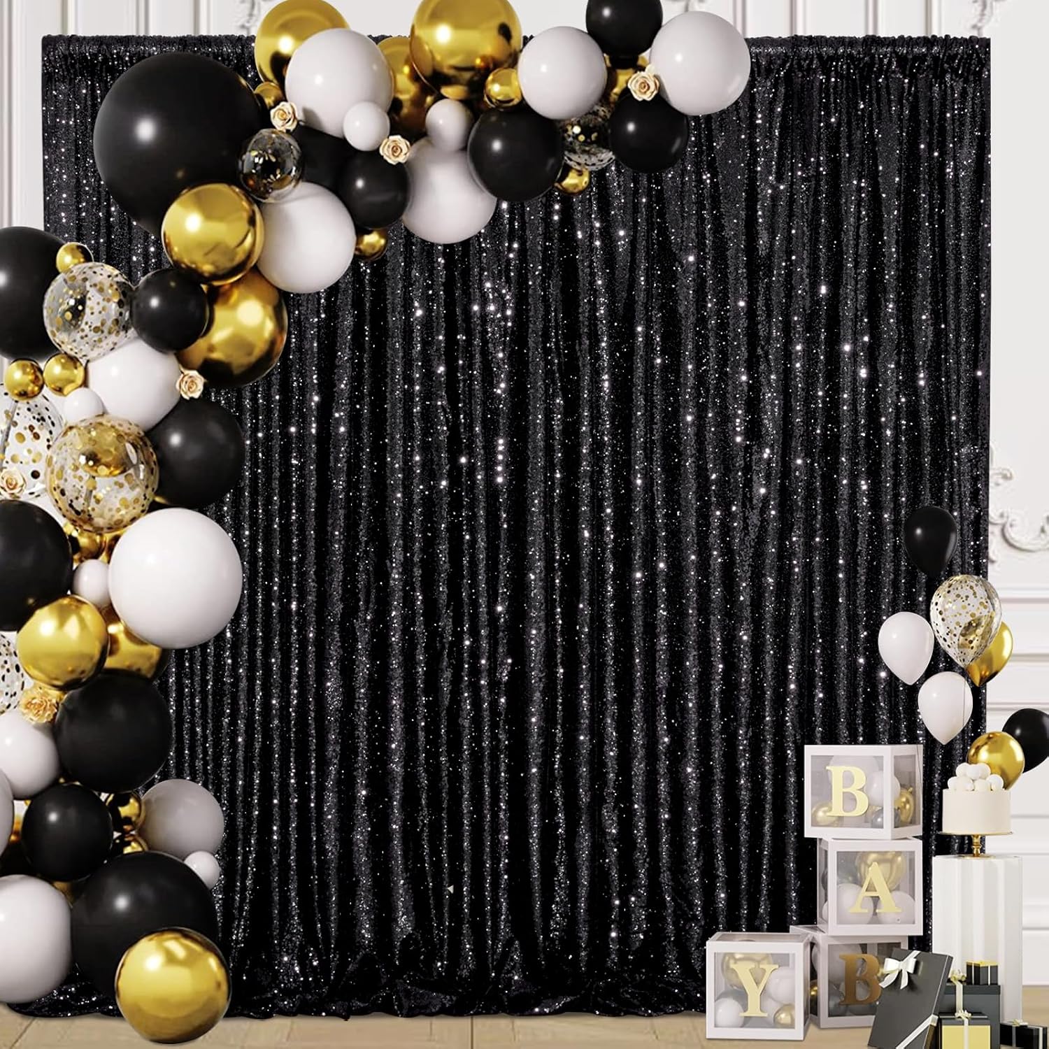 Black Backdrop Curtains 2 Pcs 5FTx10FT for Stunning Events