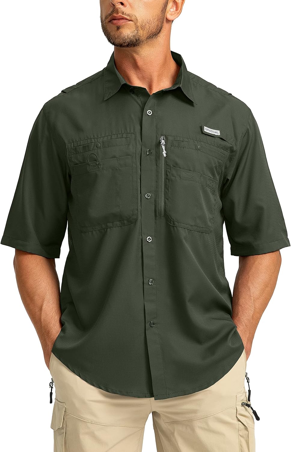 Men's Fishing Shirts with Zipper Pockets for Outdoor Comfort