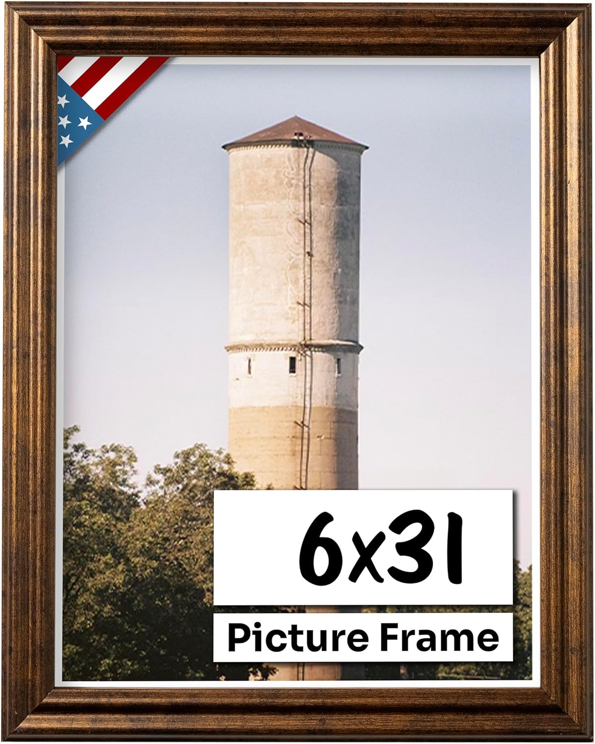 Vintage Rustic Bronze Picture Frame for Farmhouse Wall Decor
