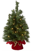 Majestic Fir Pre-Lit Artificial Green Christmas Tree, 24 in