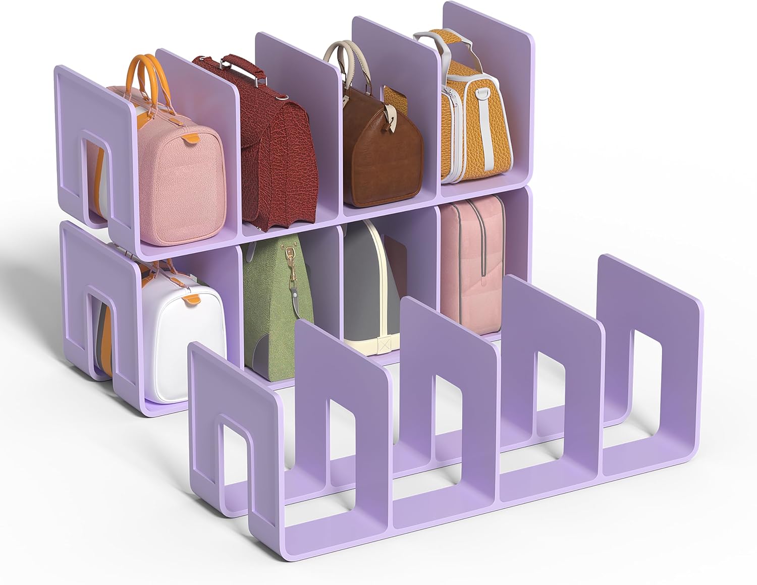 Clear Plastic Purse Organizer - 4 Section Bag Divider | Purple