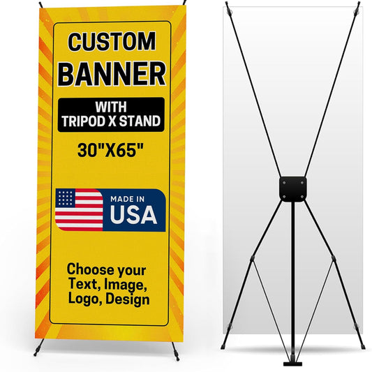 Custom Banner With X Stand For Events, Parties, and Advertising
