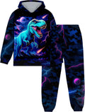 Boy Clothes Long Sleeve Hoodie Sweatshirt with Dinosaur Print