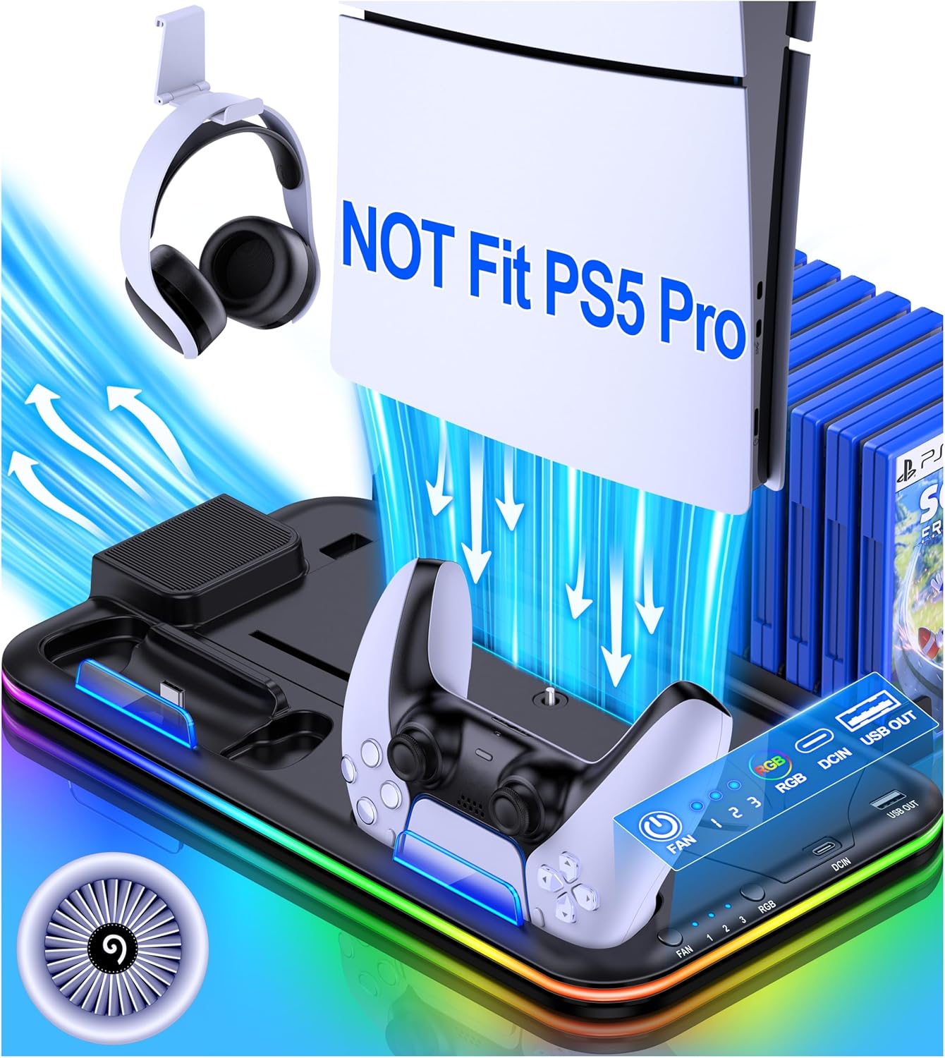 PS5 ExtremeCool Stand - Turbo Cooling & Controller Charging Station
