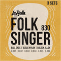 La Bella 830 Folksinger Medium Classical Guitar String Pack of 3