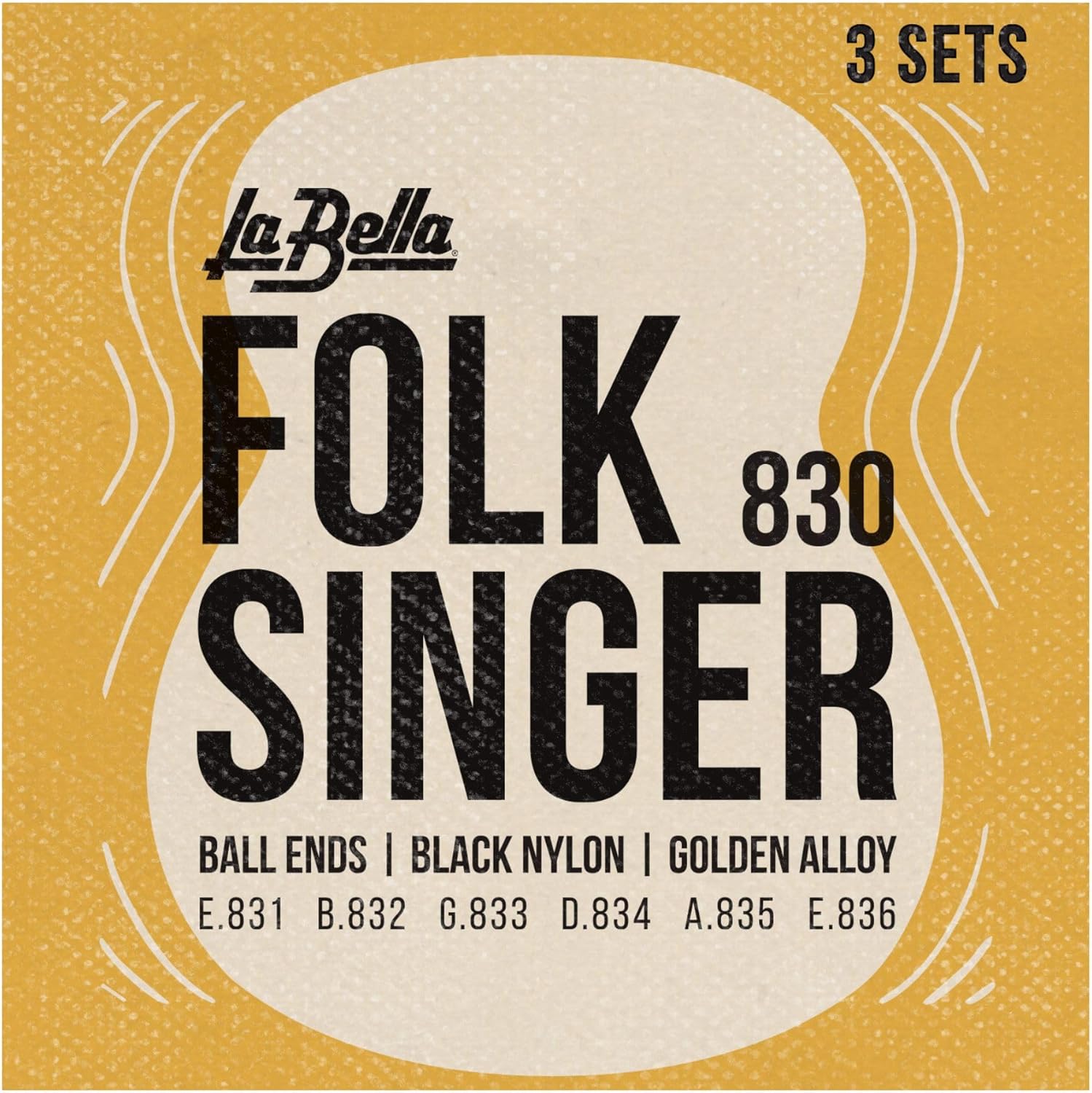 La Bella 830 Folksinger Medium Classical Guitar Strings Pack of 3