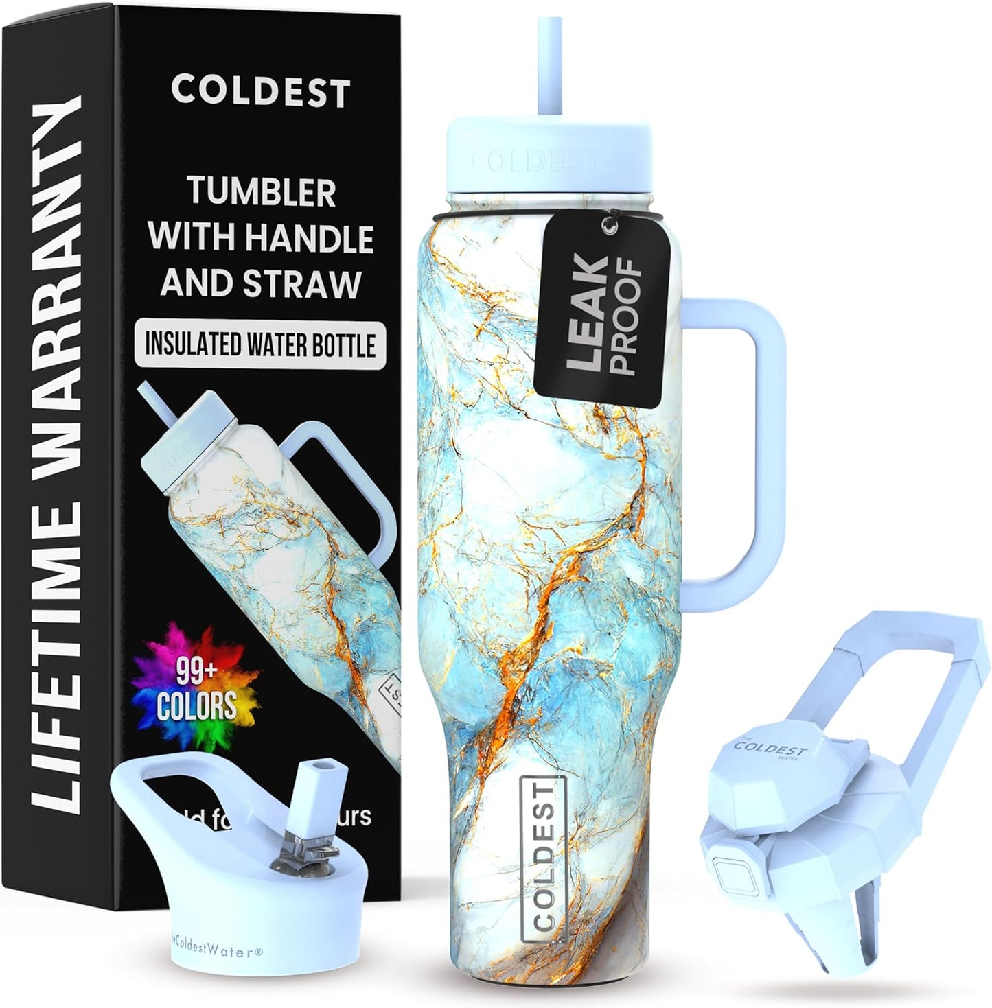 Coldest 40 oz Tumbler with Handle - Leak Proof Insulated Design